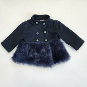 Joe Fresh Wool & Faux Fur Navy Coat